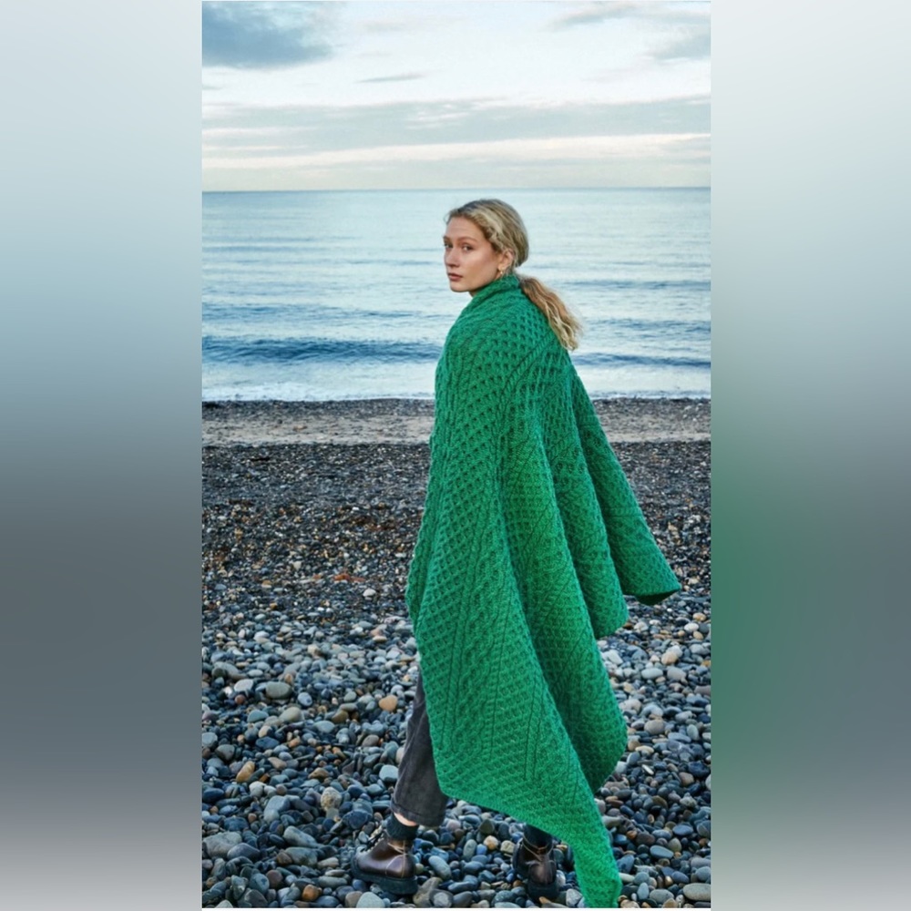 IrelandsEye Aran Throw in Evergreen 100% Virgin Wool SOLD OUT ONLINE